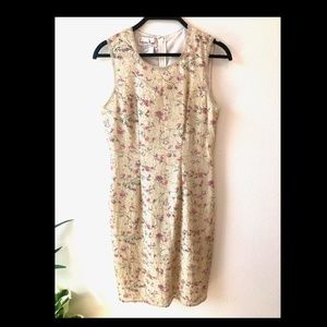 Laurence Kazar Beaded Floral Silk Shift Dress sz 4 Vintage